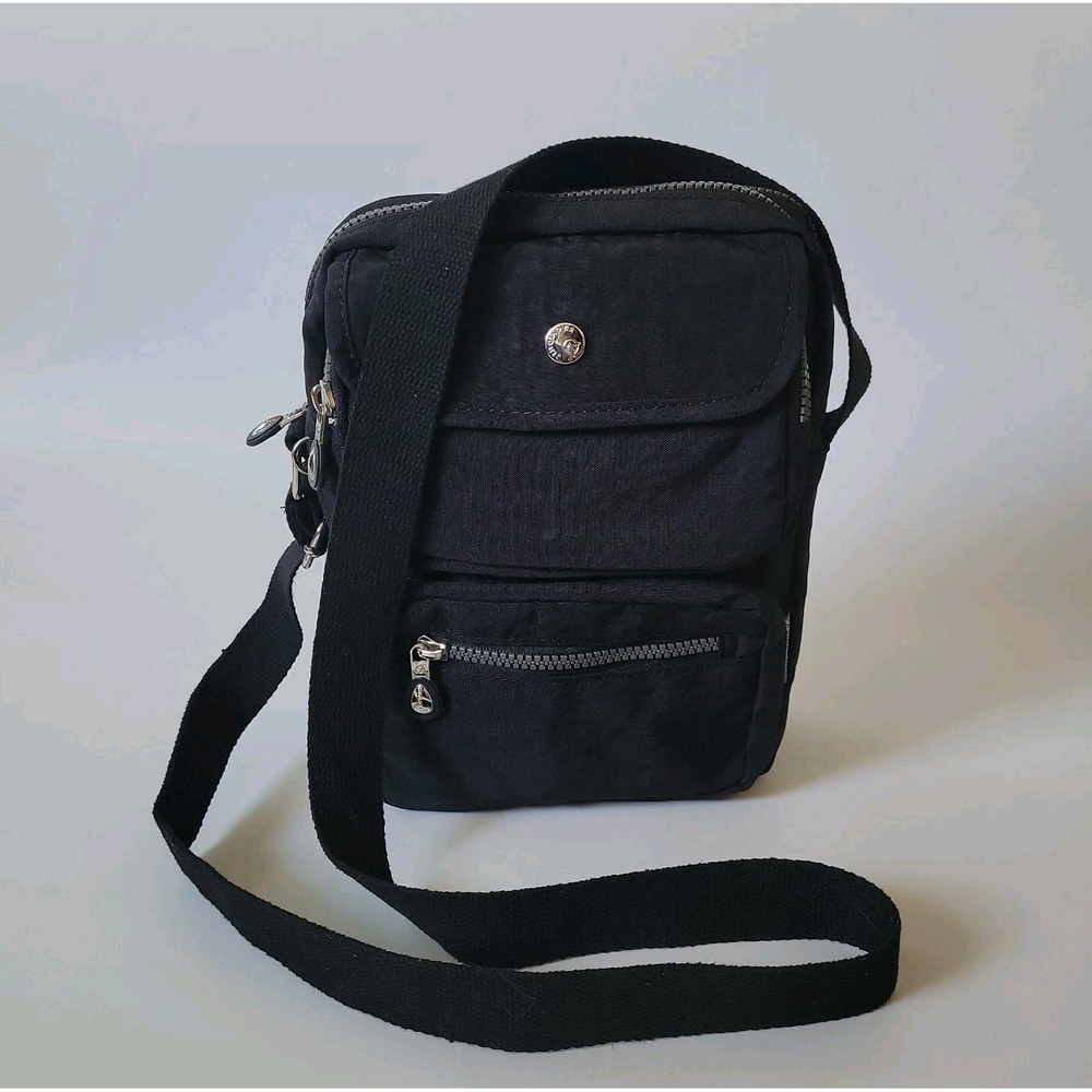 Jinqiaoer Crossbody Bag Black Nylon Multi Pocket Lightweight Organizer Travel